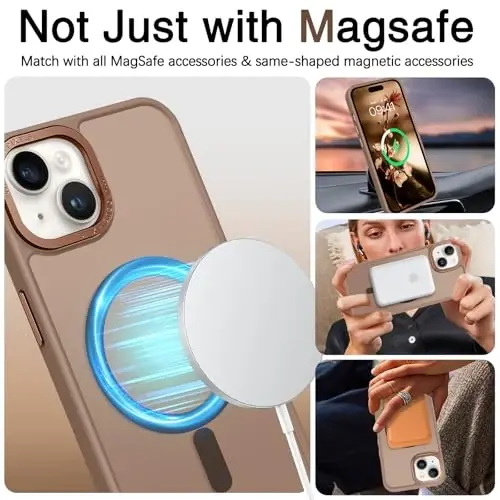 BENTOBEN Compatible with iPhone 15 Plus Case, Translucent Matte Slim Shockproof Magnetic Phone case [Compatible with MagSafe] Women Men Girl Boy Protective Cover for iPhone 15 Plus, Bronze, Desert - 4