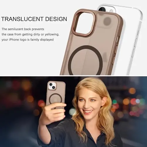 BENTOBEN Compatible with iPhone 15 Plus Case, Translucent Matte Slim Shockproof Magnetic Phone case [Compatible with MagSafe] Women Men Girl Boy Protective Cover for iPhone 15 Plus, Bronze, Desert - 6