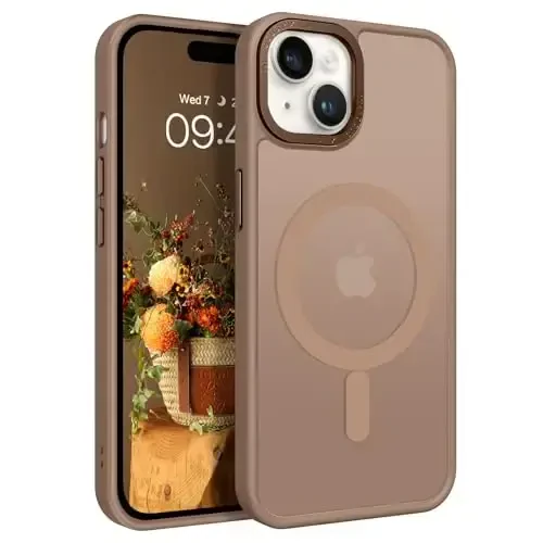 BENTOBEN Compatible with iPhone 15 Plus Case, Translucent Matte Slim Shockproof Magnetic Phone case [Compatible with MagSafe] Women Men Girl Boy Protective Cover for iPhone 15 Plus, Brown 