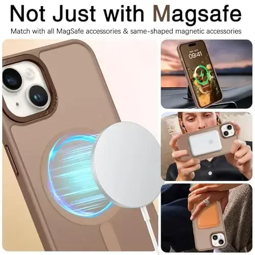 BENTOBEN Compatible with iPhone 15 Plus Case, Translucent Matte Slim Shockproof Magnetic Phone case [Compatible with MagSafe] Women Men Girl Boy Protective Cover for iPhone 15 Plus, Brown - 4