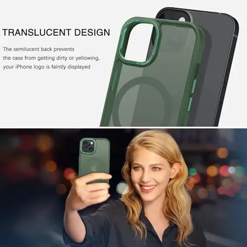 BENTOBEN Compatible with iPhone 15 Plus Case, Translucent Matte Slim Shockproof Magnetic Phone case [Compatible with MagSafe] Women Men Girl Boy Protective Cover for iPhone 15 Plus, Deep Green - 4