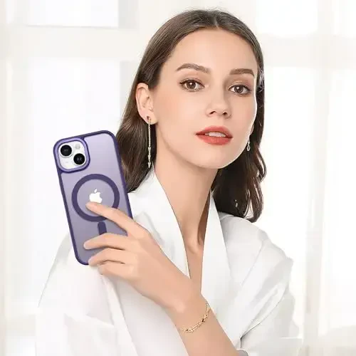 BENTOBEN Compatible with iPhone 15 Plus Case, Translucent Matte Slim Shockproof Magnetic Phone case [Compatible with MagSafe] Women Men Girl Boy Protective Cover for iPhone 15 Plus, Deep Purple - 6