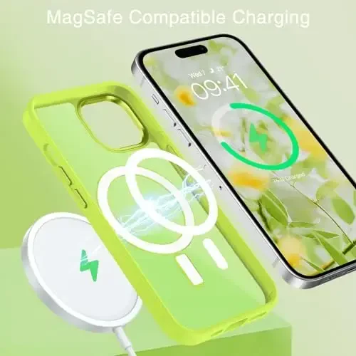 BENTOBEN Compatible with iPhone 15 Plus Case, Translucent Matte Slim Shockproof Magnetic Phone case [Compatible with MagSafe] Women Men Girl Boy Protective Cover for iPhone 15 Plus, Fluorescent Green - 3