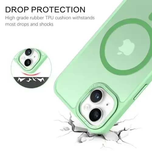 BENTOBEN Compatible with iPhone 15 Plus Case, Translucent Matte Slim Shockproof Magnetic Phone case [Compatible with MagSafe] Women Men Girl Boy Protective Cover for iPhone 15 Plus, Green - 2