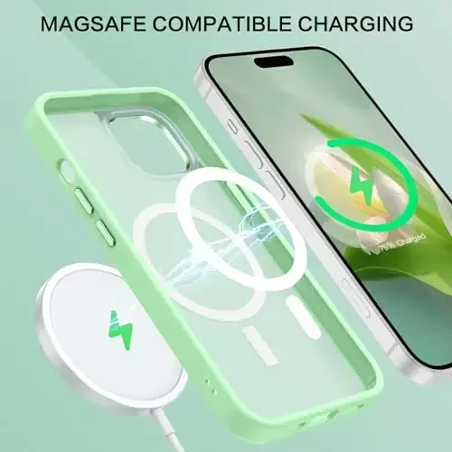 BENTOBEN Compatible with iPhone 15 Plus Case, Translucent Matte Slim Shockproof Magnetic Phone case [Compatible with MagSafe] Women Men Girl Boy Protective Cover for iPhone 15 Plus, Green - 3