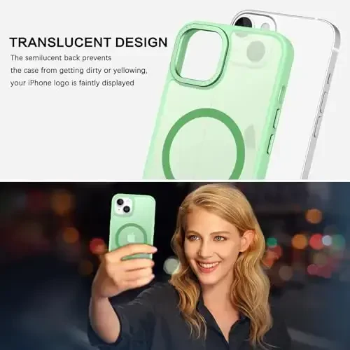 BENTOBEN Compatible with iPhone 15 Plus Case, Translucent Matte Slim Shockproof Magnetic Phone case [Compatible with MagSafe] Women Men Girl Boy Protective Cover for iPhone 15 Plus, Green - 4