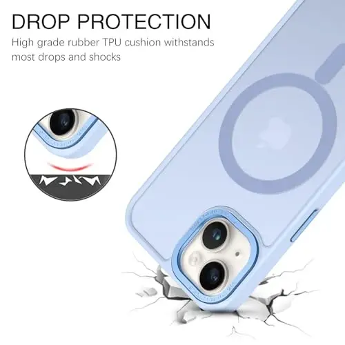 BENTOBEN Compatible with iPhone 15 Plus Case, Translucent Matte Slim Shockproof Magnetic Phone case [Compatible with MagSafe] Women Men Girl Boy Protective Cover for iPhone 15 Plus, Light Blue - 2