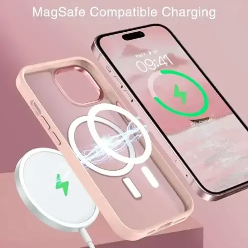 BENTOBEN Compatible with iPhone 15 Plus Case, Translucent Matte Slim Shockproof Magnetic Phone case [Compatible with MagSafe] Women Men Girl Boy Protective Cover for iPhone 15 Plus, Pink - 3