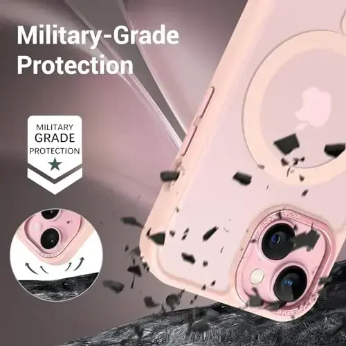 BENTOBEN Compatible with iPhone 15 Plus Case, Translucent Matte Slim Shockproof Magnetic Phone case [Compatible with MagSafe] Women Men Girl Boy Protective Cover for iPhone 15 Plus, Tender Pink - BENTOBEN (1)