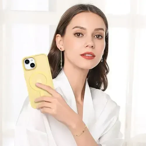 BENTOBEN Compatible with iPhone 15 Plus Case, Translucent Matte Slim Shockproof Magnetic Phone case [Compatible with MagSafe] Women Men Girl Boy Protective Cover for iPhone 15 Plus, Yellow - 6