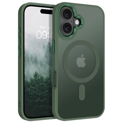 BENTOBEN Compatible with iPhone 16 Case, Magnetic iPhone 16 Case [Compatible with Magsafe] Translucent Matte Phone Case iPhone 16 Slim Fit Shockproof Women Men Protective Cover for iPhone 16, Green - 1