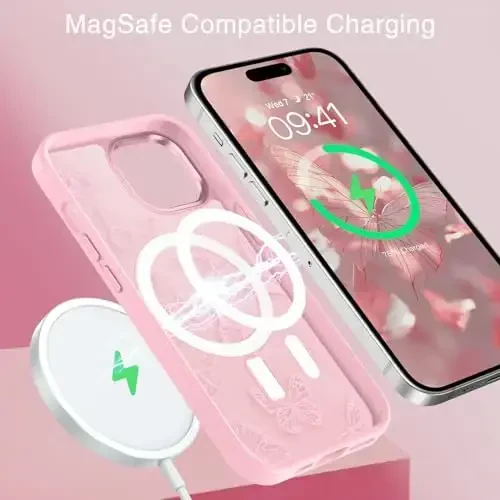 BENTOBEN for iPhone 15 Plus Case,Cute Butterfly Pattern iPhone 15 Plus Magnetic Case [Compatible with MagSafe] Translucent Matte Slim Women Girl Protective Cover 6.7