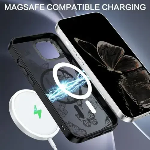 BENTOBEN for iPhone 15 Plus Case,Cute Butterfly Pattern iPhone 15 Plus Magnetic Cover [Compatible with MagSafe] Translucent Matte Slim Women Girl Protective Case 6.7