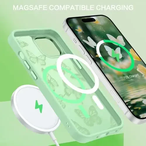 BENTOBEN for iPhone 15 Plus Case,Cute Butterfly Pattern iPhone 15 Plus Magnetic Cover [Compatible with MagSafe] Translucent Matte Slim Women Girl Protective Case 6.7