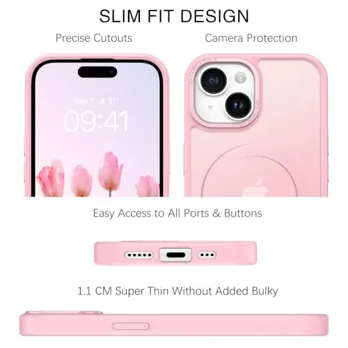 BENTOBEN iPhone 15 Kılıfı için, iPhone15 Telefon Kılıfı MagSafe ile Uyumlu, Yarı Saydam Mat Manyetik Kapak Darbeye Dayanıklı Kadın Kız Koruyucu Sevimli Kılıf iPhone 15 6.1