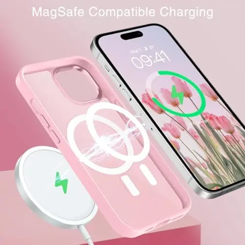 BENTOBEN iPhone 15 Kılıfı için, iPhone15 Telefon Kılıfı MagSafe ile Uyumlu, Yarı Saydam Mat Manyetik Kapak Darbeye Dayanıklı Kadın Kız Koruyucu Sevimli Kılıf iPhone 15 6.1