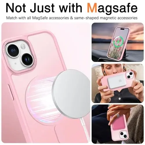 BENTOBEN iPhone 15 Kılıfı için, iPhone15 Telefon Kılıfı MagSafe ile Uyumlu, Yarı Saydam Mat Manyetik Kapak Darbeye Dayanıklı Kadın Kız Koruyucu Sevimli Kılıf iPhone 15 6.1
