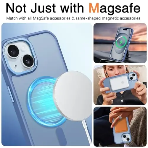 BENTOBEN iPhone 15 Kılıfı için, iPhone15 Telefon Kılıfı MagSafe ile Uyumlu, Yarı Saydam Mat Manyetik Kapak Darbeye Dayanıklı Kadın Kız Koruyucu Sevimli Kılıf iPhone 15 6.1
