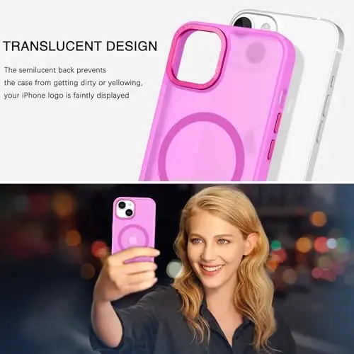 BENTOBEN iPhone 15 Kılıfı için, iPhone15 Telefon Kılıfı MagSafe ile Uyumlu, Yarı Saydam Mat Manyetik Kapak Darbeye Dayanıklı Kadın Kız Koruyucu Sevimli Kılıf iPhone 15 6.1