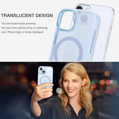 BENTOBEN iPhone 15 Kılıfı, iPhone15 Telefon Kılıfı MagSafe ile Uyumlu, Yarı Saydam Mat Manyetik Kapak Darbeye Dayanıklı Kadın Kız Koruyucu Sevimli Kılıf iPhone 15 6.1