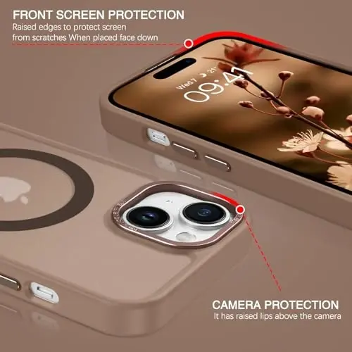 BENTOBEN iPhone 15 Kılıfı, iPhone15 Telefon Kılıfı MagSafe ile Uyumlu, Yarı Saydam Mat Manyetik Kapak Darbeye Dayanıklı Kadın Kız Koruyucu Sevimli Kılıf iPhone 15 6.1
