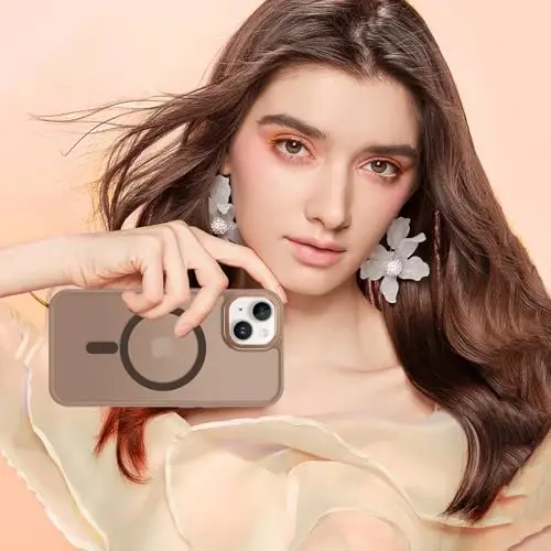 BENTOBEN iPhone 15 Kılıfı, iPhone15 Telefon Kılıfı MagSafe ile Uyumlu, Yarı Saydam Mat Manyetik Kapak Darbeye Dayanıklı Kadın Kız Koruyucu Sevimli Kılıf iPhone 15 6.1