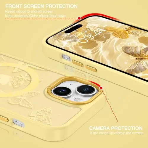 BENTOBEN iPhone 15 Plus Case, Cute Butterfly Pattern Magnetic Case [MagSafe Compatible] Translucent Matte Slim Women's Protective Case for iPhone 15 Plus 6.7
