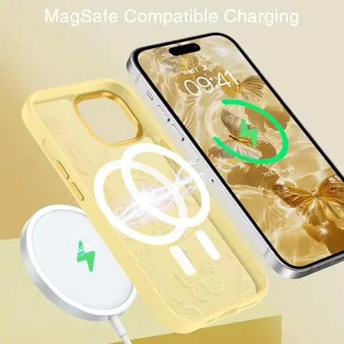 BENTOBEN iPhone 15 Plus Case, Cute Butterfly Pattern Magnetic Case [MagSafe Compatible] Translucent Matte Slim Women's Protective Case for iPhone 15 Plus 6.7