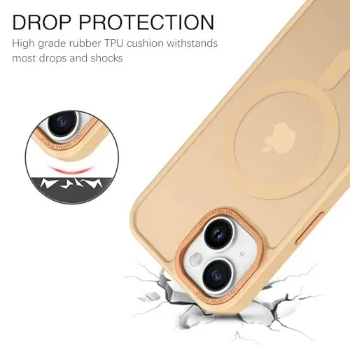 BENTOBEN Compatible with iPhone 15 Plus Case, Translucent Matte Slim Shockproof Magnetic Phone case [Compatible with MagSafe] Women Men Girl Boy Protective Cover for iPhone 15 Plus, Khaki - 2
