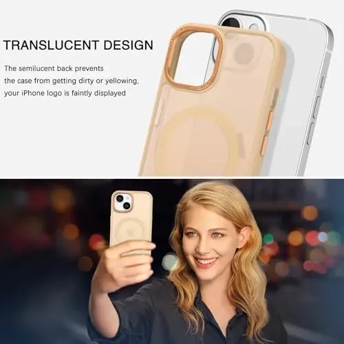 BENTOBEN Compatible with iPhone 15 Plus Case, Translucent Matte Slim Shockproof Magnetic Phone case [Compatible with MagSafe] Women Men Girl Boy Protective Cover for iPhone 15 Plus, Khaki - 4