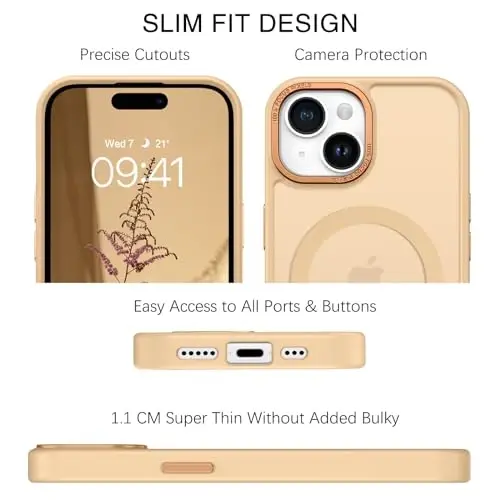 BENTOBEN Compatible with iPhone 15 Plus Case, Translucent Matte Slim Shockproof Magnetic Phone case [Compatible with MagSafe] Women Men Girl Boy Protective Cover for iPhone 15 Plus, Khaki - 5