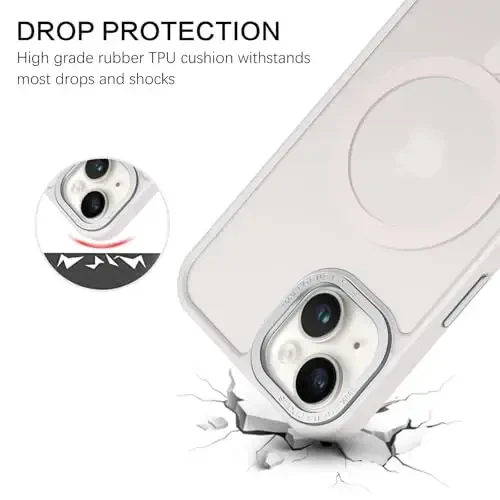 BENTOBEN Compatible with iPhone 15 Plus Case, Translucent Matte Slim Shockproof Magnetic Phone case [Compatible with MagSafe] Women Men Girl Boy Protective Cover for iPhone 15 Plus, Light Grey - 3