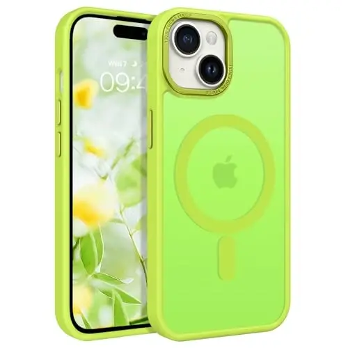 BENTOBEN Compatible with iPhone 15 Plus Case, Translucent Matte Slim Shockproof Magnetic Phone case [Compatible with MagSafe] Women Men Girl Boy Protective Cover for iPhone 15 Plus, Fluorescent Green - 1