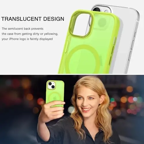 BENTOBEN Compatible with iPhone 15 Plus Case, Translucent Matte Slim Shockproof Magnetic Phone case [Compatible with MagSafe] Women Men Girl Boy Protective Cover for iPhone 15 Plus, Fluorescent Green - 4