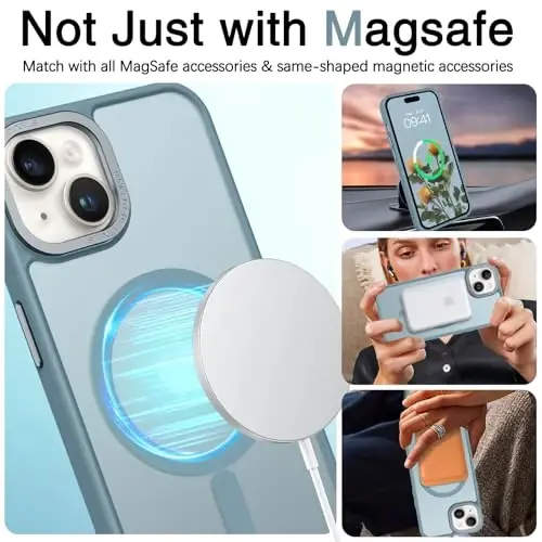 BENTOBEN Compatible with iPhone 15 Plus Case, Translucent Matte Slim Shockproof Magnetic Phone case [Compatible with MagSafe] Women Men Girl Boy Protective Cover for iPhone 15 Plus, Gray Blue - 4