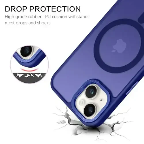 BENTOBEN Compatible with iPhone 15 Plus Case, Translucent Matte Slim Shockproof Magnetic Phone case [Compatible with MagSafe] Women Men Girl Boy Protective Cover for iPhone 15 Plus, Klein Blue - BENTOBEN (1)