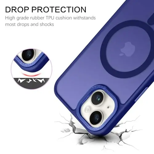 BENTOBEN Compatible with iPhone 15 Plus Case, Translucent Matte Slim Shockproof Magnetic Phone case [Compatible with MagSafe] Women Men Girl Boy Protective Cover for iPhone 15 Plus, Klein Blue - 2