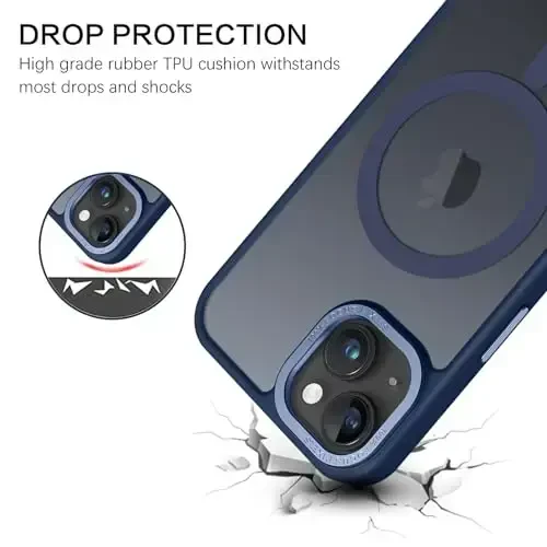 BENTOBEN Compatible with iPhone 15 Plus Case, Translucent Matte Slim Shockproof Magnetic Phone case [Compatible with MagSafe] Women Men Girl Boy Protective Cover for iPhone 15 Plus, Deep Blue - BENTOBEN (1)