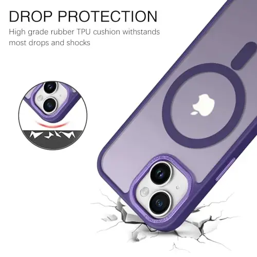 BENTOBEN Compatible with iPhone 15 Plus Case, Translucent Matte Slim Shockproof Magnetic Phone case [Compatible with MagSafe] Women Men Girl Boy Protective Cover for iPhone 15 Plus, Deep Purple - 2