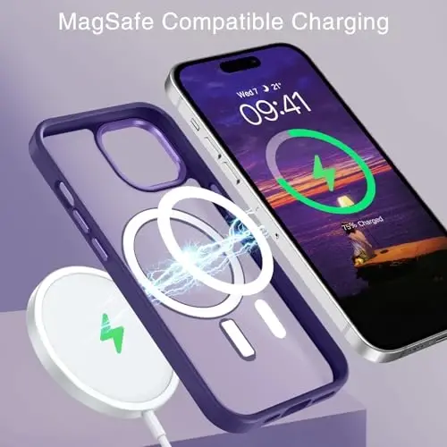 BENTOBEN Compatible with iPhone 15 Plus Case, Translucent Matte Slim Shockproof Magnetic Phone case [Compatible with MagSafe] Women Men Girl Boy Protective Cover for iPhone 15 Plus, Deep Purple - 3