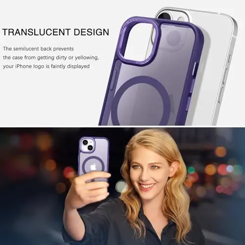 BENTOBEN Compatible with iPhone 15 Plus Case, Translucent Matte Slim Shockproof Magnetic Phone case [Compatible with MagSafe] Women Men Girl Boy Protective Cover for iPhone 15 Plus, Deep Purple - 4