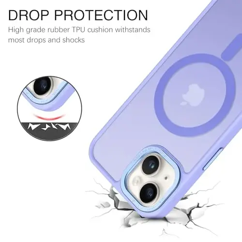 BENTOBEN Compatible with iPhone 15 Plus Case, Translucent Matte Slim Shockproof Magnetic Phone case [Compatible with MagSafe] Women Men Girl Boy Protective Cover for iPhone 15 Plus, Lavender Purple - 2