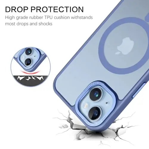 BENTOBEN Compatible with iPhone 15 Plus Case, Translucent Matte Slim Shockproof Magnetic Phone case [Compatible with MagSafe] Women Men Girl Boy Protective Cover for iPhone 15 Plus, Blue - 2