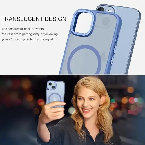 BENTOBEN Compatible with iPhone 15 Plus Case, Translucent Matte Slim Shockproof Magnetic Phone case [Compatible with MagSafe] Women Men Girl Boy Protective Cover for iPhone 15 Plus, Blue - 4