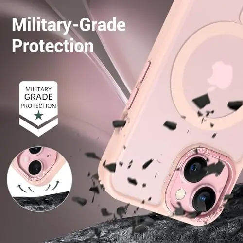 BENTOBEN Compatible with iPhone 15 Plus Case, Translucent Matte Slim Shockproof Magnetic Phone case [Compatible with MagSafe] Women Men Girl Boy Protective Cover for iPhone 15 Plus, Tender Pink - 2