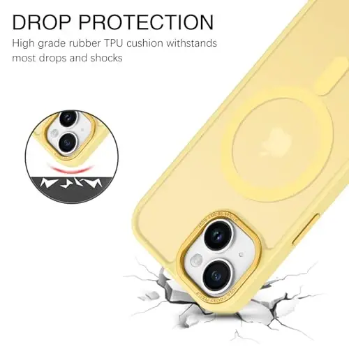 BENTOBEN Compatible with iPhone 15 Plus Case, Translucent Matte Slim Shockproof Magnetic Phone case [Compatible with MagSafe] Women Men Girl Boy Protective Cover for iPhone 15 Plus, Yellow - BENTOBEN (1)