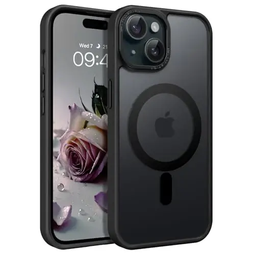BENTOBEN Compatible with iPhone 15 Plus Case, Translucent Matte Slim Shockproof Magnetic Phone case [Compatible with MagSafe] Women Men Girl Boy Protective Cover for iPhone 15 Plus, Black - 1
