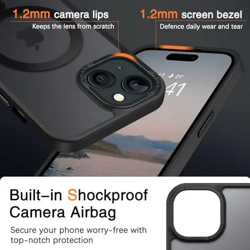 BENTOBEN Compatible with iPhone 15 Plus Case, Translucent Matte Slim Shockproof Magnetic Phone case [Compatible with MagSafe] Women Men Girl Boy Protective Cover for iPhone 15 Plus, Black - 5