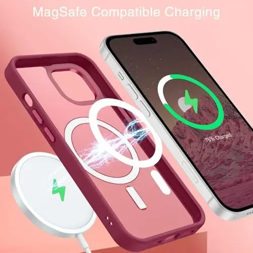 BENTOBEN Compatible with iPhone 15 Plus Case, Translucent Matte Slim Shockproof Magnetic Phone case [Compatible with MagSafe] Women Men Girl Boy Protective Cover for iPhone 15 Plus, Wine Red - 3