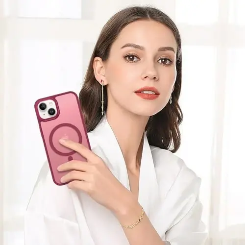 BENTOBEN Compatible with iPhone 15 Plus Case, Translucent Matte Slim Shockproof Magnetic Phone case [Compatible with MagSafe] Women Men Girl Boy Protective Cover for iPhone 15 Plus, Wine Red - 6